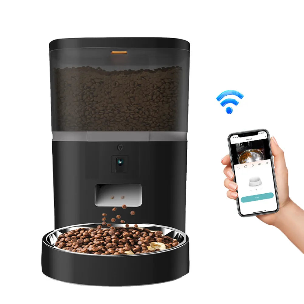 Distributeur automatique de nourriture pour chiens, avec application, distributeur intelligent de nourriture pour animaux de compagnie, avec caméra, adapté aux petits chats et chiens, alimentation à distance, 4l