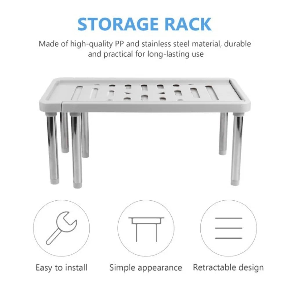 Étagère rétractable en acier inoxydable, 1 pièce, support de rangement multifonction, organisateur d'articles divers ménagers, bouteille d'assaisonnement de cuisine