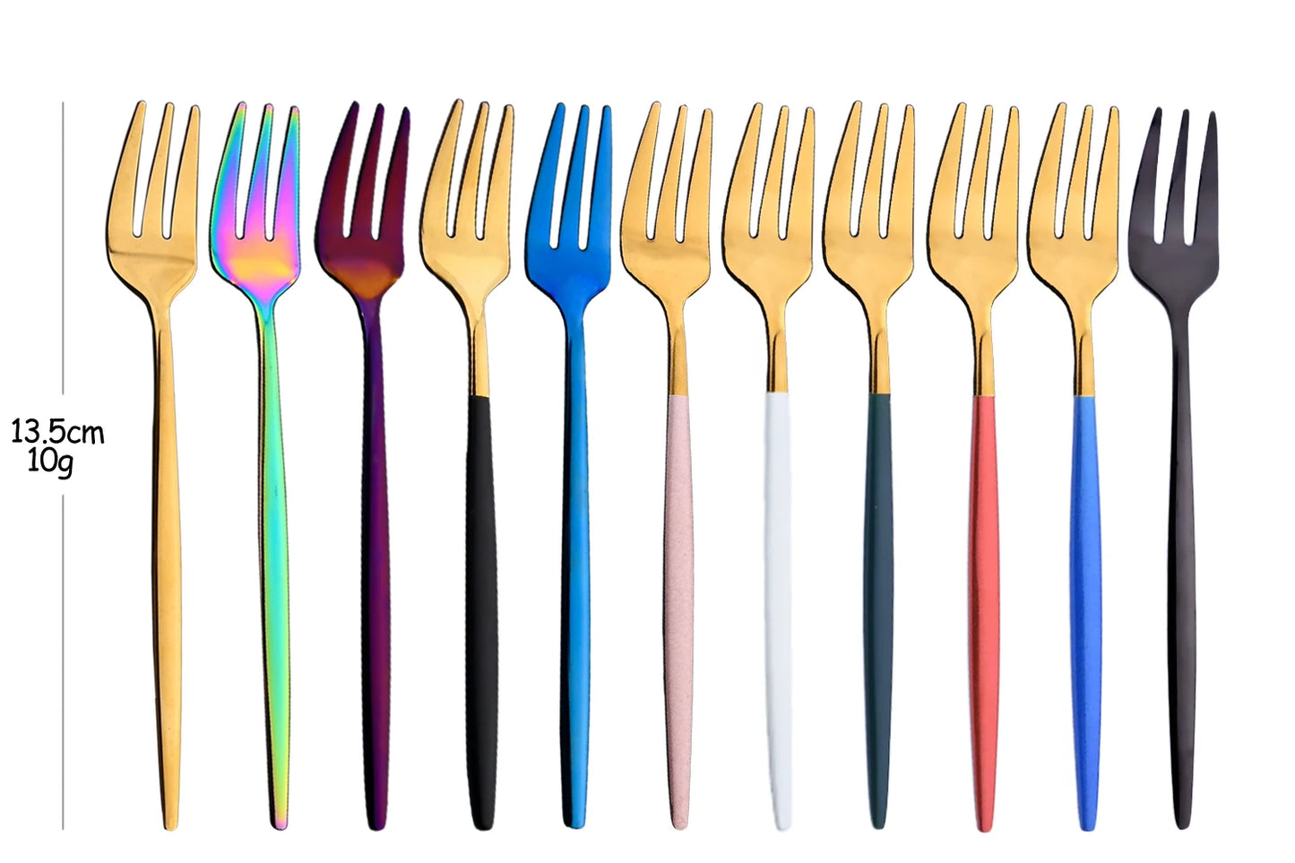 Stainless Steel Tea Fork Set 6 Piece Fruit Cake Snack Dessert Forks Rainbow Small Salad Cutlery Kitchen Utensils