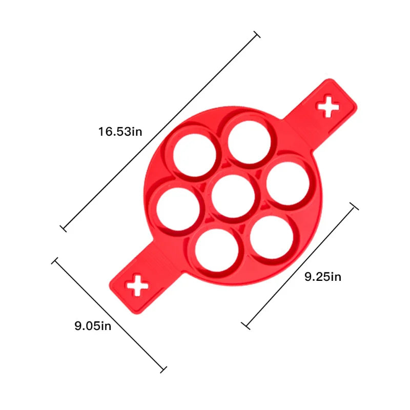 Moule de cuisson antiadhésif multi-formes en silicone Jinao à 7 trous avec poignée de qualité alimentaire, moule à crêpes pour œufs au plat, gadgets de cuisine pour la maison