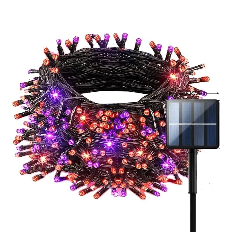 39ft 100LED violet et orange, lumières vertes d'Halloween, guirlandes lumineuses d'Halloween 8 modes lumières extérieures imperméables pour la décoration