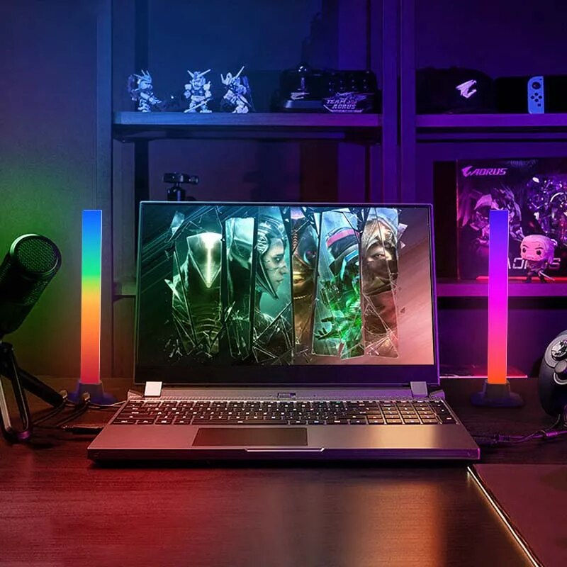 Luz nocturna RGB inteligente, luces LED con Control de sonido, lámpara de ritmo musical con modos de música, barras de luz de Color Bluetooth para decoración de escritorio