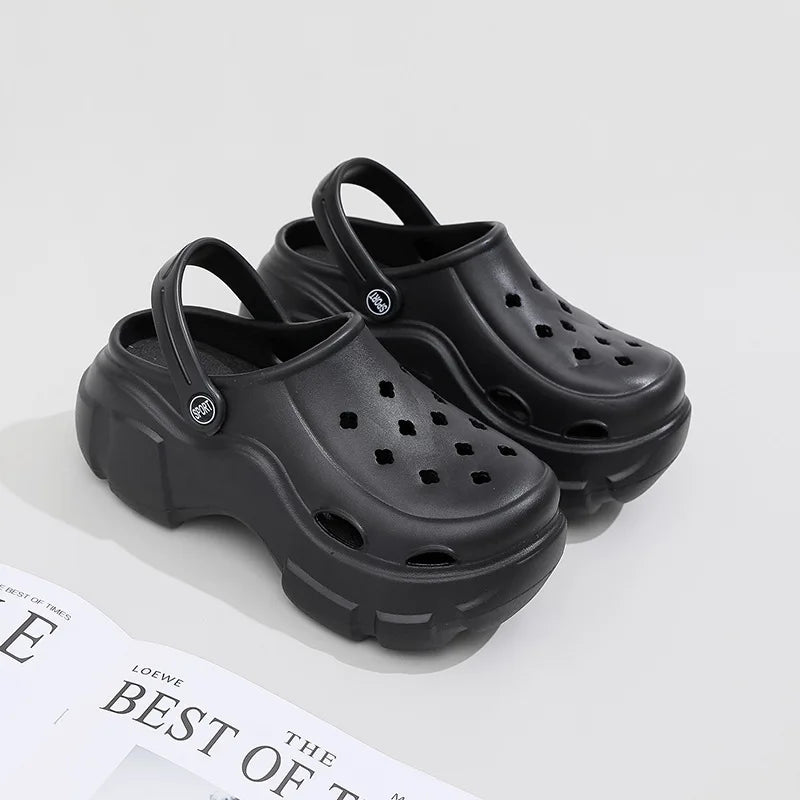 BEVERGREEN 7CM Summer Clogs Outdoor Waterproof Platform Women Slippers Beach Slides Massage Beard Black Designer Sandals