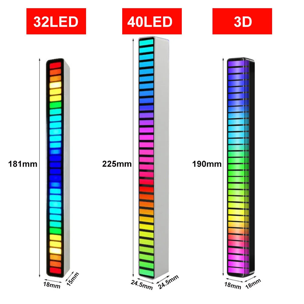 Control de sonido sinfónico RGB inteligente, luz LED, ritmo musical, lámpara de captación ambiental, Control por aplicación para decoración de escritorio y juegos de ordenador