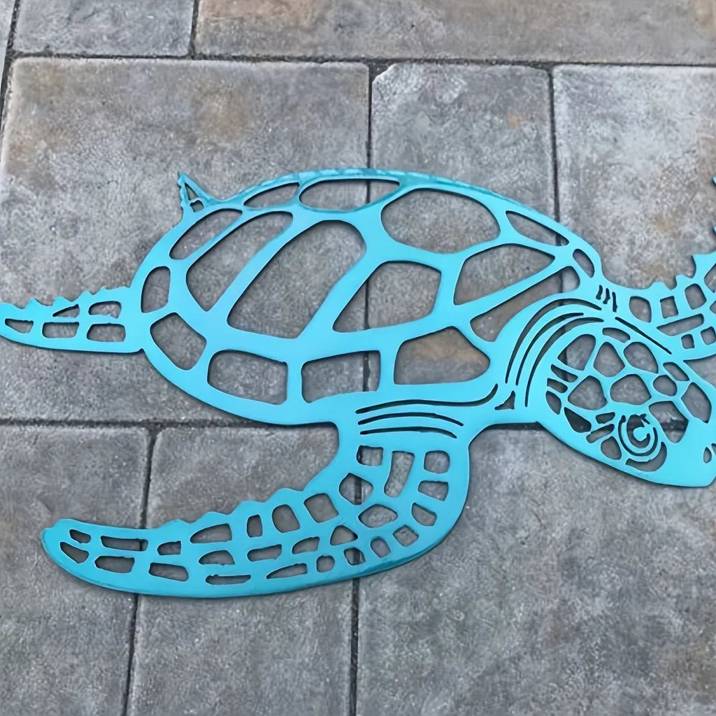 CIFBUY Metal Sea Turtle Ornament Beach Theme Decor Wall Art Decorations Wall Hanging for Kitchen Bathroom Living Room Decor