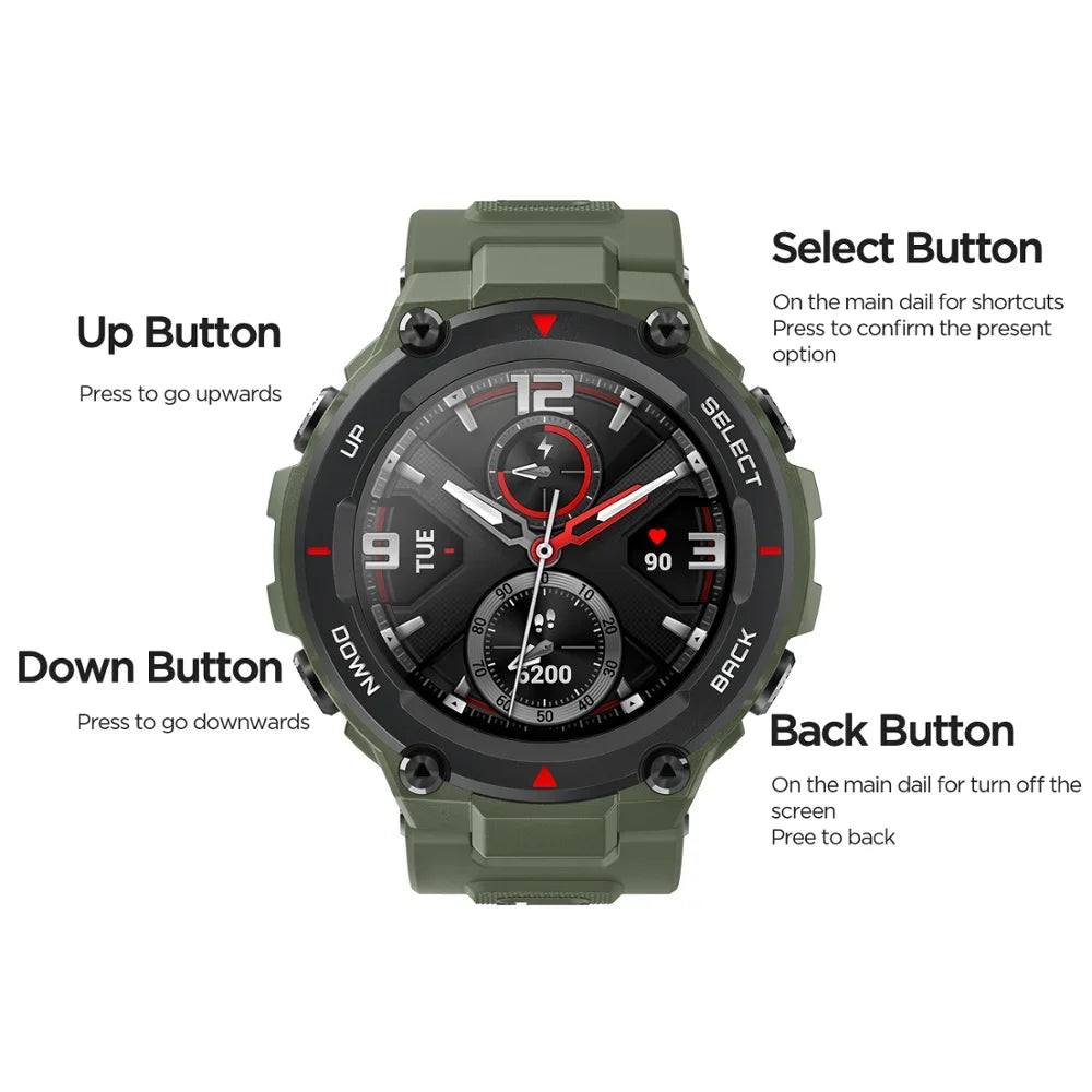 Reloj inteligente Amazfit T rex T-rex reacondicionado, reloj inteligente con GPS para exteriores para hombres, resistente al agua, batería de 20 días de duración para iOS y Android