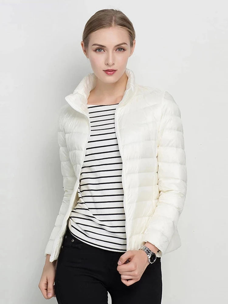 Manteau d'hiver Ultra léger en duvet de canard blanc pour femme, veste bouffante Slim, Portable, coupe-vent, 7XL, nouvelle collection 2023