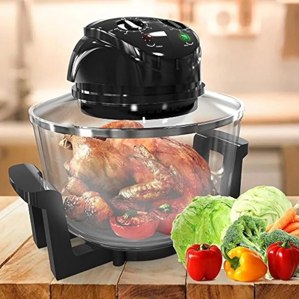 Toaster Oven - Healthy Kitchen Glass Air Fryer Roaster Oven, Bake, Grill, Steam Broil, & Roast - Includes Glass Bowl 18 Quart