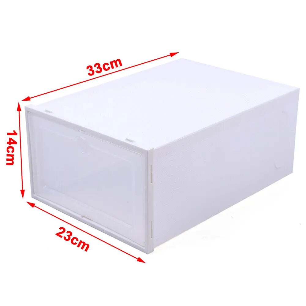 20PCS Fold Plastic Shoe Boxes Transparent Stackable Organizer Superimposed Combination Cabinet Home Use