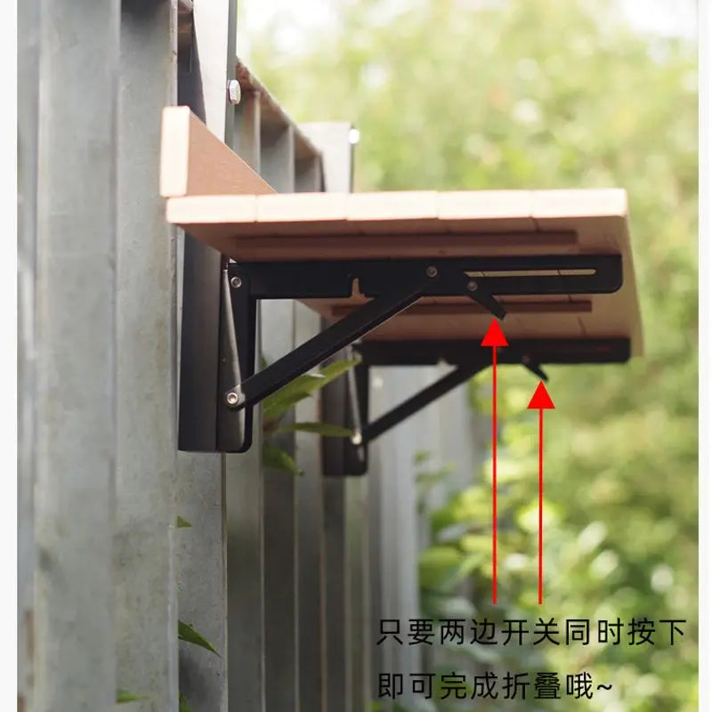 Simple Outdoor Imitation Wood Metal Bar Table Foldable Hanging Railing Study Afternoon Tea Coffee Snack Table Garden Balcony