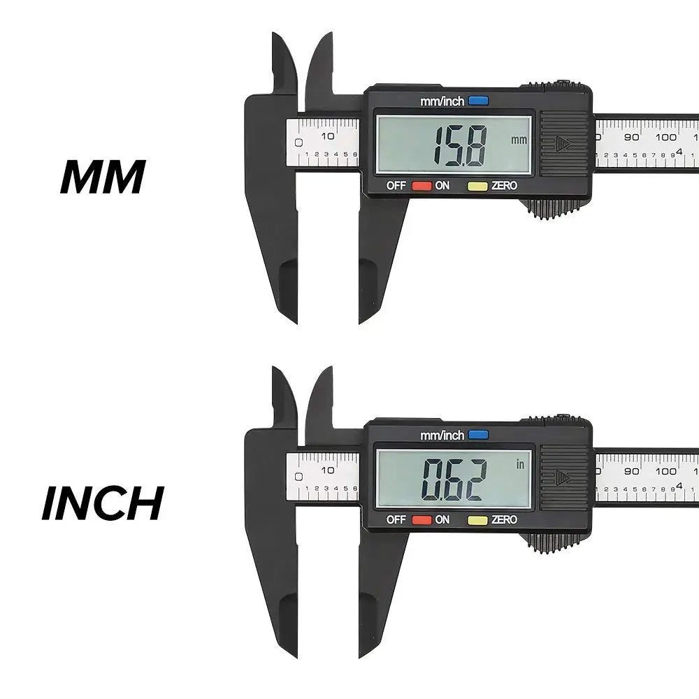 Calibrador Digital electrónico de 150mm y 100mm, calibrador Vernier con Dial de fibra de carbono, herramienta de medición micrométrica, regla Digital