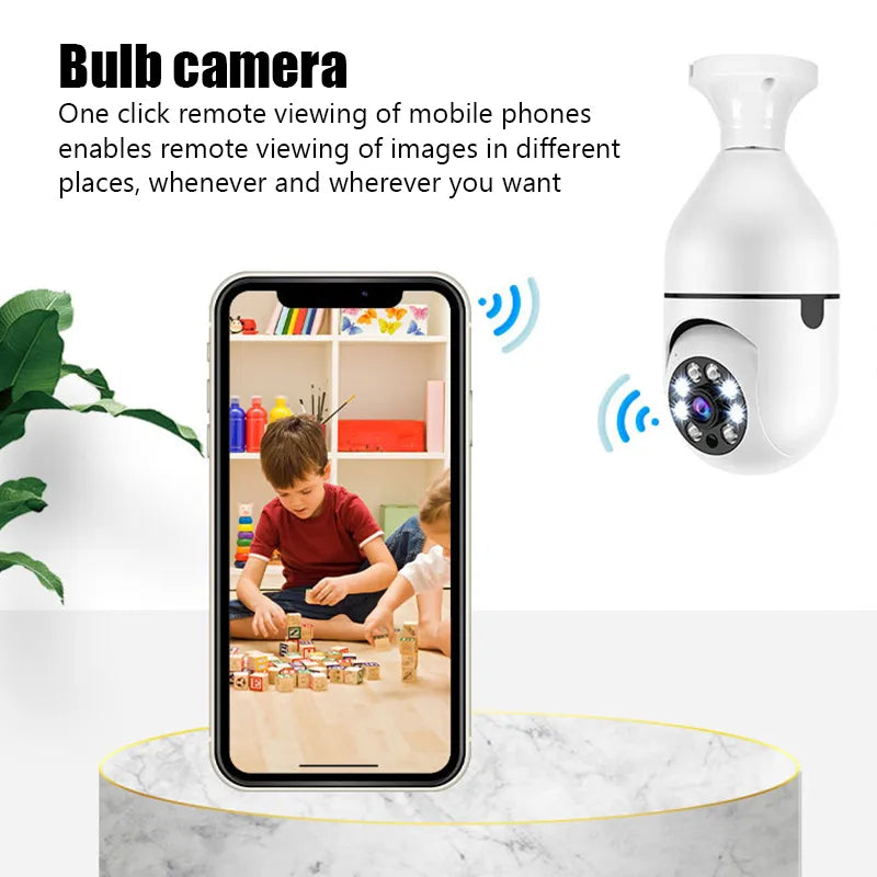 Caméra de Surveillance avec ampoule E27, Wifi 5G, Vision nocturne, suivi humain automatique, Zoom numérique 4X, vidéo, moniteur de sécurité pour maison intelligente