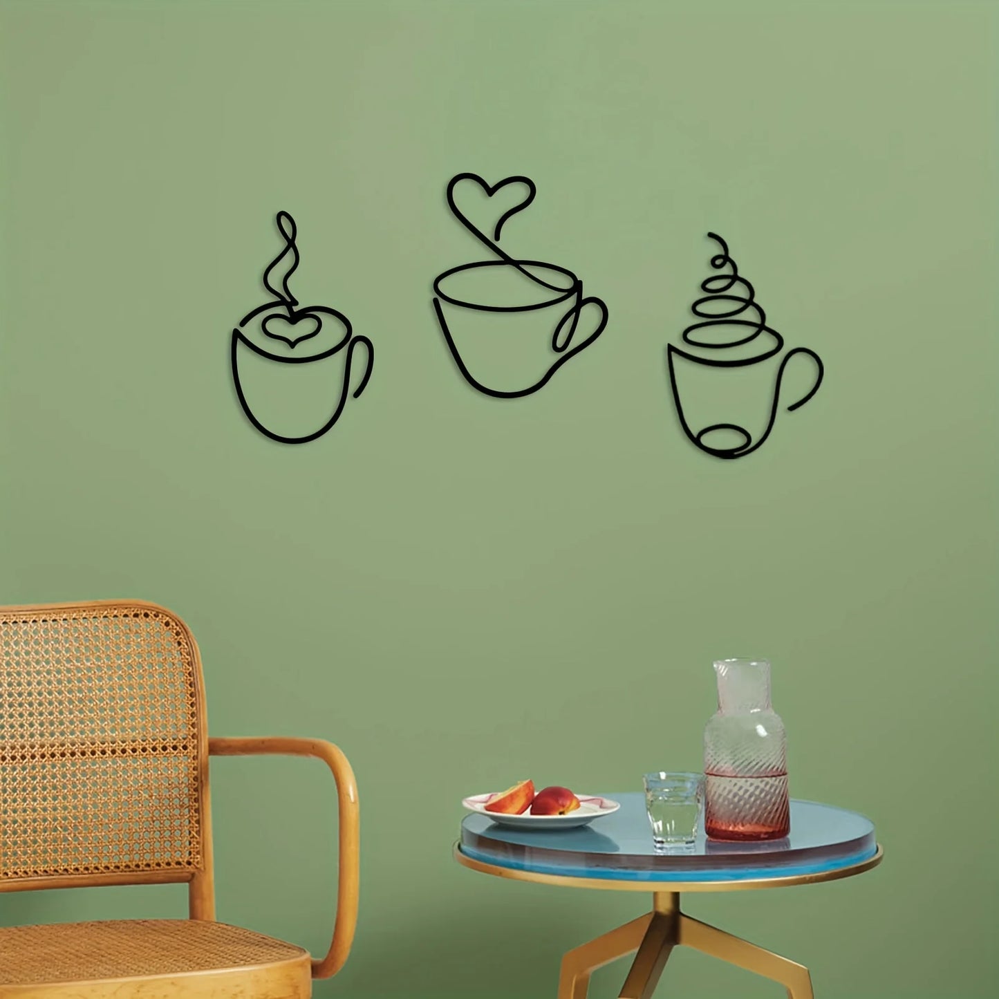 Add a Touch of Charm to Your Kitchen with this 3pcs Coffee Cup Metal Wall Art Home Decor，Wall decor metal wall hanging