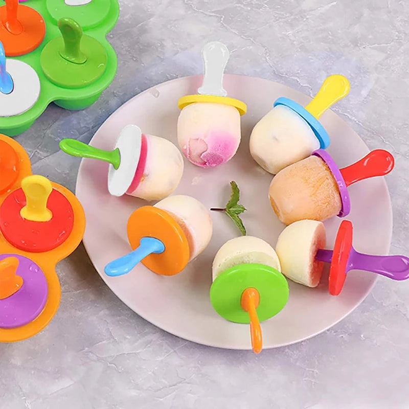 Moule à glace en silicone à 7 trous pour faire des boules de glace, des sucettes glacées, des milk-shakes aux fruits pour bébé, accessoires de cuisine pour la maison