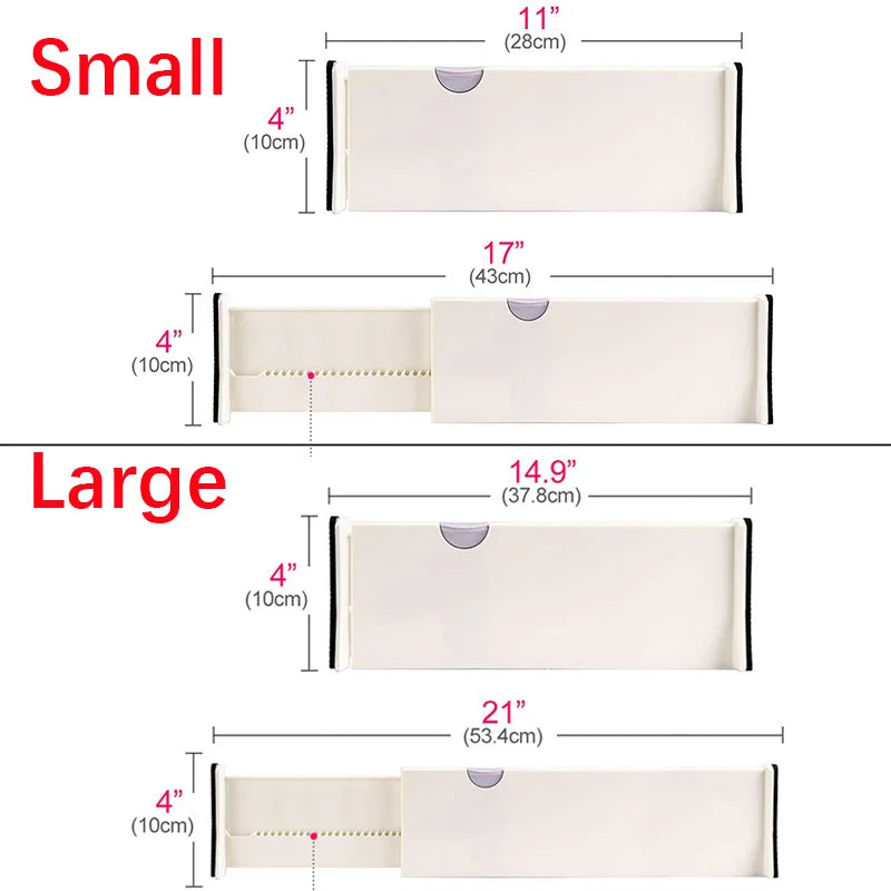 5PCs Adjustable Separators Drawer Dividers Organizer Retractable Plastic Drawer Holder Storage Clapboard Kitchen Organizador