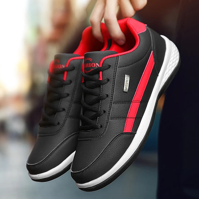 Zapatos de cuero Pu para hombre, zapatillas de deporte informales transpirables de tendencia, calzado antideslizante, zapatos vulcanizados, Tenis Masculino