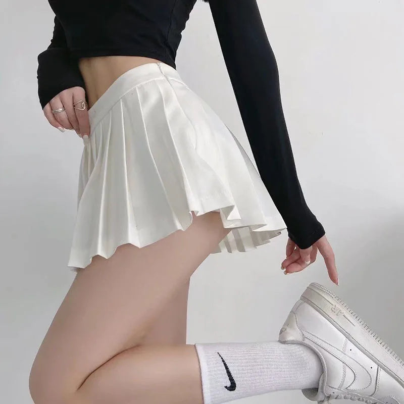 Zoki, faldas plisadas sexis para mujer, minifaldas Vintage de cintura alta de verano, Falda de baile de diseño blanco para estudiantes de tenis coreano