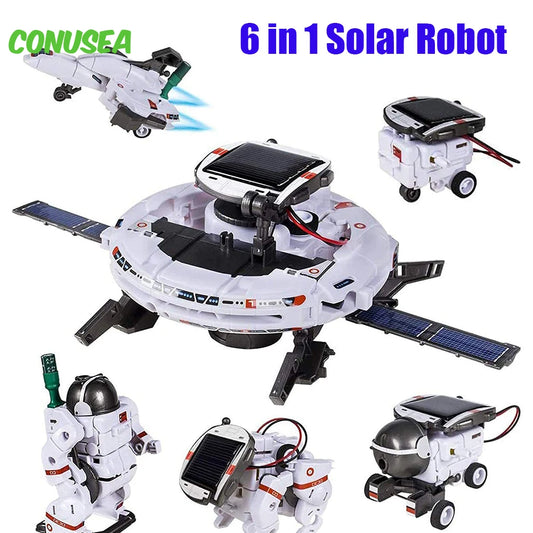 Creative 6 In 1 Solar Robot Car Space Ship Toys Technology Science Kits Solaire Energy Technological Gadgets Scientific Toy Boys