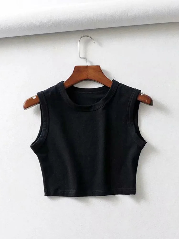 2024 Summer vintage white crop tops women biker black punk sexy tank top korean streetwear cropped sleeveless top feminino