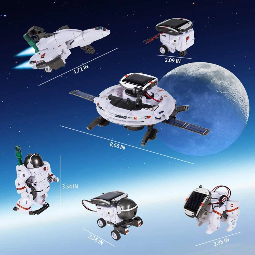 Creative 6 In 1 Solar Robot Car Space Ship Toys Technology Science Kits Solaire Energy Technological Gadgets Scientific Toy Boys