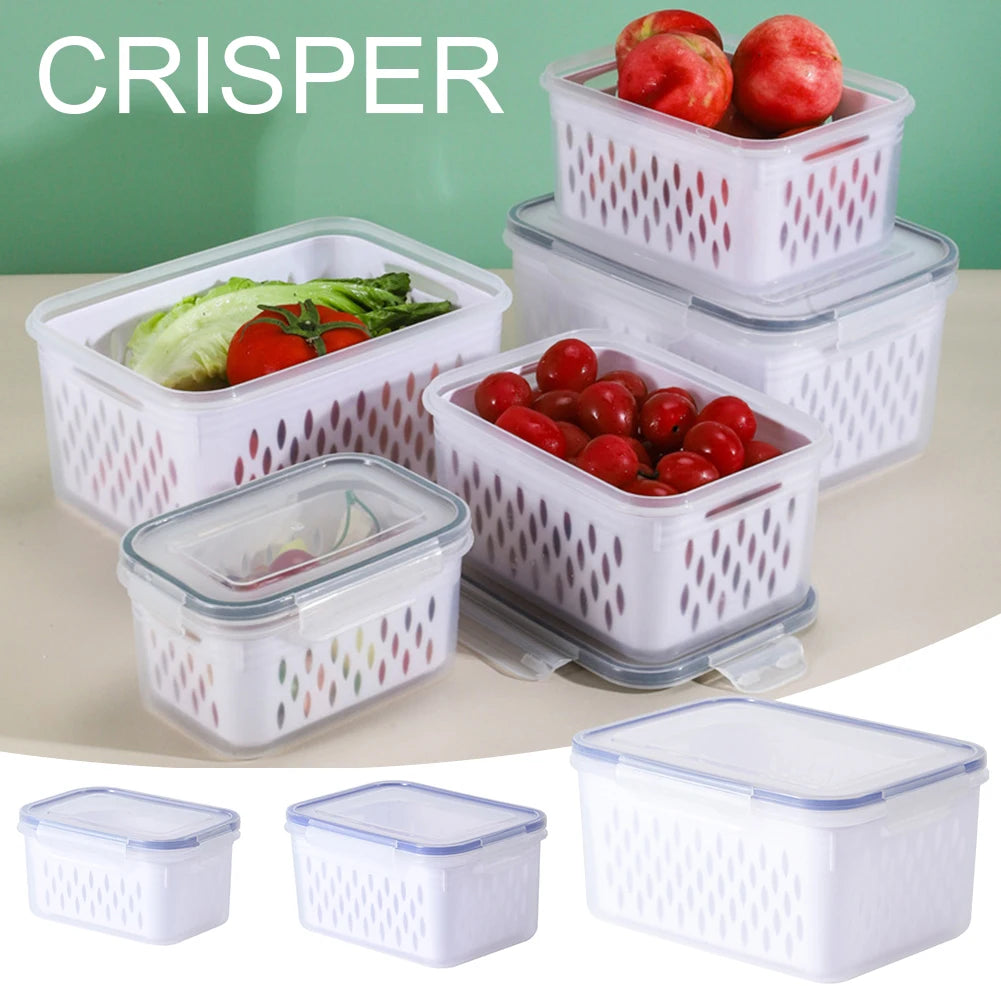 Caja para el frigorífico, cajas para frutas y verduras frescas, organizador para nevera, escurridor, contenedores de almacenamiento, despensa, organizador de cocina