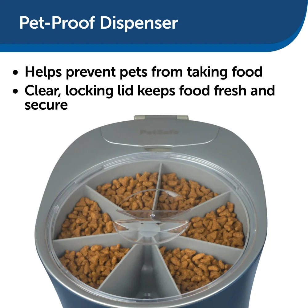 6 Meal Pet Feeder, Automatic Cat & Dog Feeder, 6 Cup Capacity，3.86 Lb，12.00 X 9.98 X 6.75 Inches