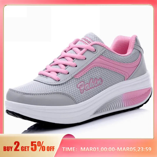 Zapatillas de deporte para Mujer, zapatos a la moda para Mujer, zapatos vulcanizados, zapatos planos de alta calidad, zapatos para Mujer, Zapatillas para caminar Blatform de talla grande para Mujer