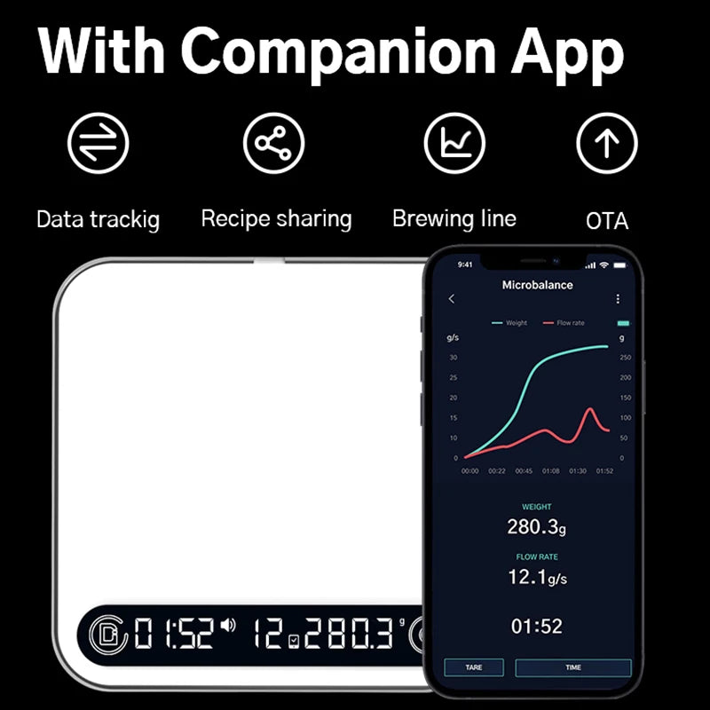 DiFluid Coffee Electronic Scale Espresso Scale Coffee Bean Weighing Timer High Quality Kitchen Scale Accurate To 0.1g