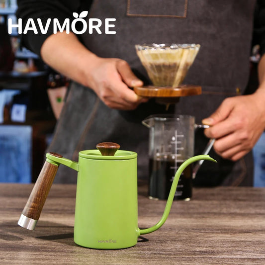 Hervidor de café de 600 ml con cuello de cisne de acero inoxidable, tetera, agua, accesorios de cocina para cafetería y barista