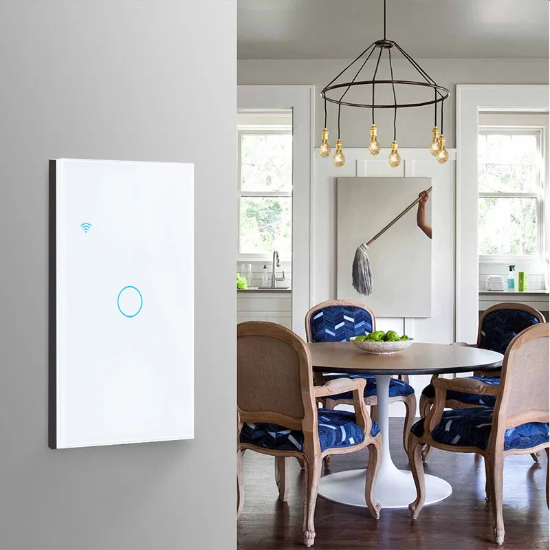 Tuya WiFi US interruptor de luz inteligente cable neutro/No se requiere cable neutro Interruptor táctil de pared tipo 120 funciona con Alexa, Google Home