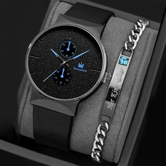 2 pièces ensemble mode hommes montres de sport homme affaires Quartz montre-bracelet de luxe hommes horloge décontractée montre Relogio Masculino