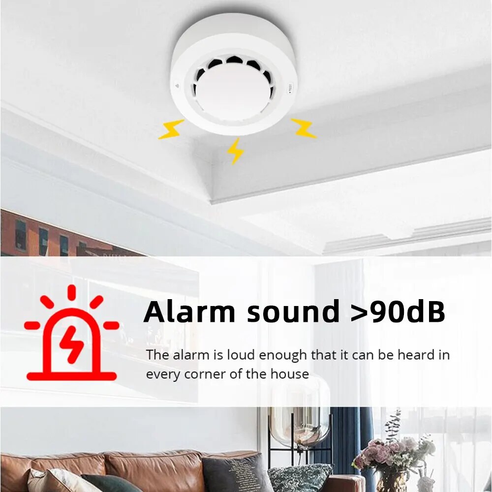 Detector de humo Tuya Zigbee, seguridad para el hogar, cocina, prevención de seguridad, Sensor de humo, alarma de sonido, funciona con la aplicación Zigbee Hub Smart Life