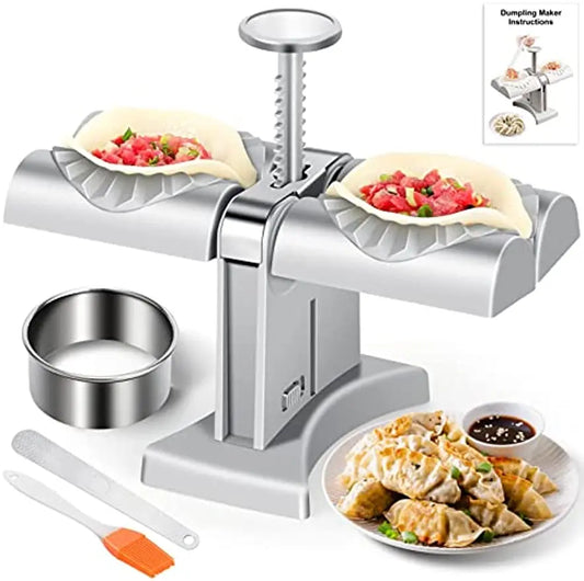 Prensa automática para hacer bolas de masa hervida, máquina de molde para hacer bolas de masa hervida de doble cabezal para el hogar, herramientas para hacer empanadas y pierogi, dispositivo de cocina