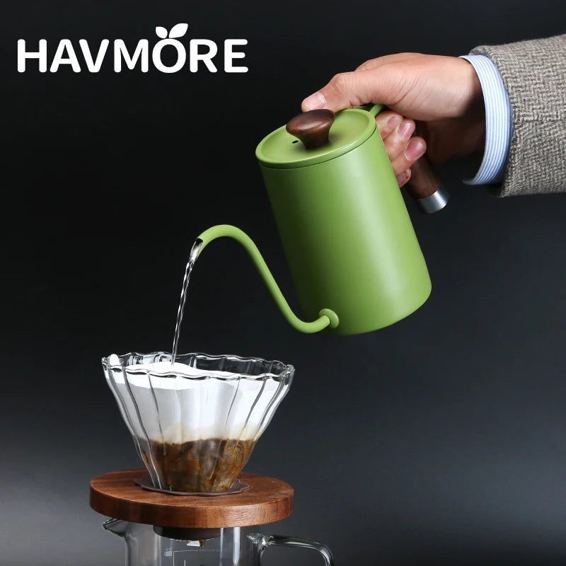 600ml Pour Over Coffee Kettle Stainless Steel Gooseneck Tea Water Pot Cafe Barista Kitchen Accessories