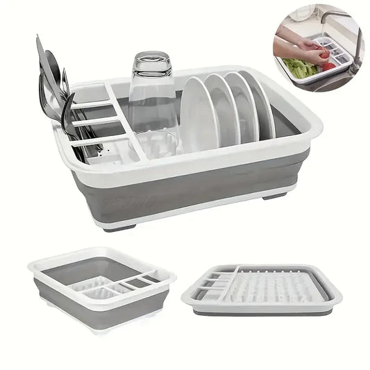 1Pcs Dry Storage Basket, Foldable Utensil Drainer, Portable Kitchen Utensil Drainer Organizer, Suitable for Camping Kitchen Tool