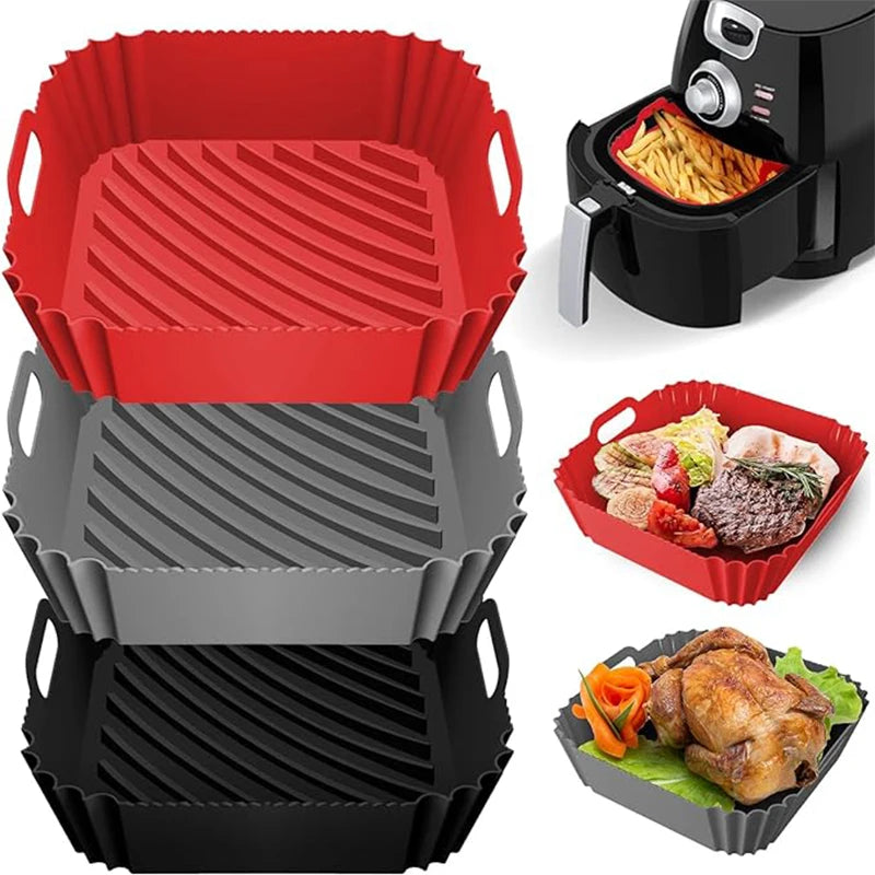 Panier en silicone pour casserole, doublure pour friteuse à air, accessoires de récipient réutilisables pour poêle, moule de cuisson, protecteur, gadgets de cuisine