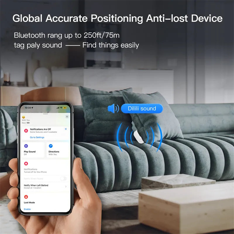 Smart Bluetooth Alarm Tracker Works with Find My APP Anti-lost Device for Iphone Tag Replacement Locator MFI Rated