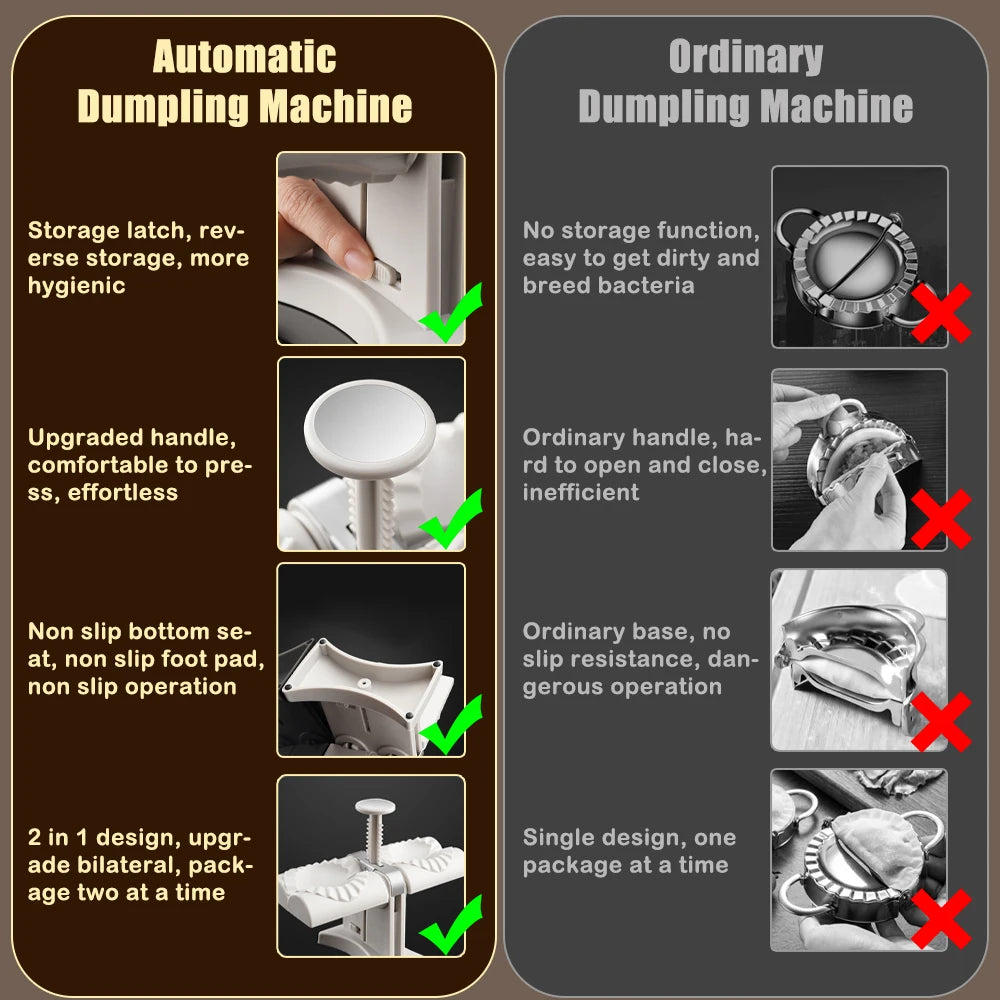 Prensa automática para hacer bolas de masa hervida, máquina de molde para hacer bolas de masa hervida de doble cabezal para el hogar, herramientas para hacer empanadas y pierogi, dispositivo de cocina