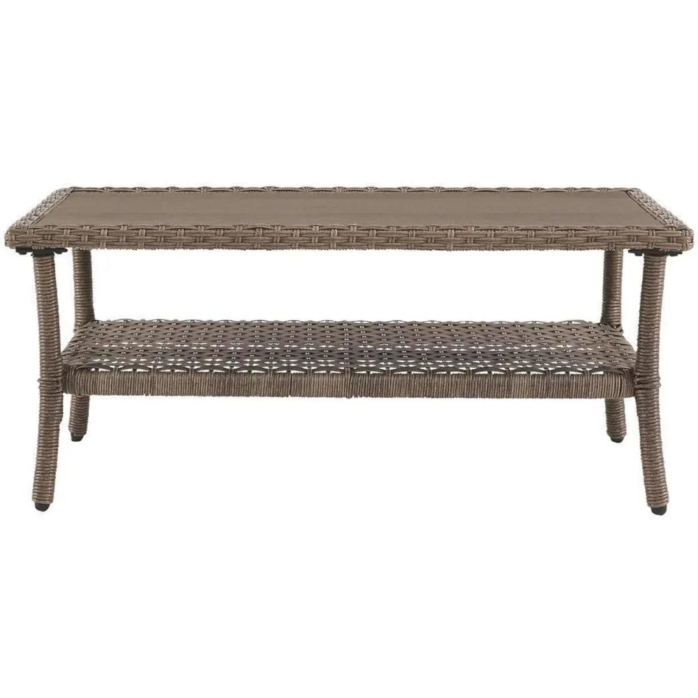 Coffee Table With Rust Free Aluminum Base Light Brownfreight Free Camping Furniture