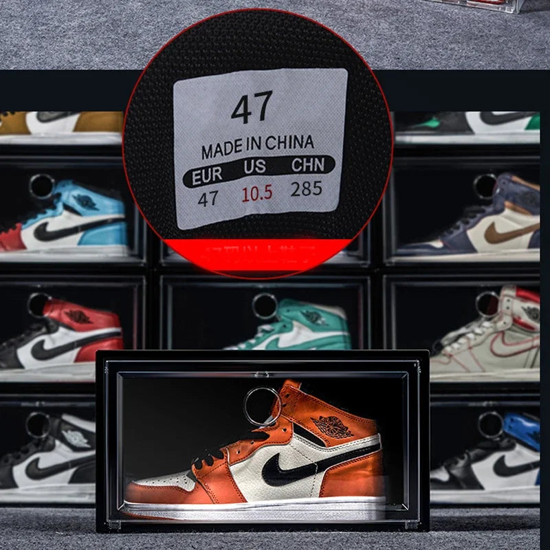 1pcs/set AJ Sneakers Box  plastic shoe box Stackable Cabinet Storage Box high-top Dustproof AJ shoes organizers Shoe Rack