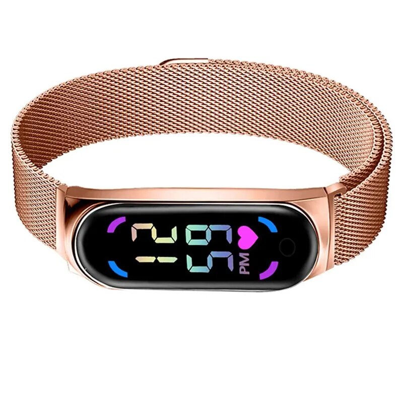 2023 New LED Women Watch Magnetic Watchband Strap Waterproof Touch Feminine Clock Fashion Digital Wristwatches