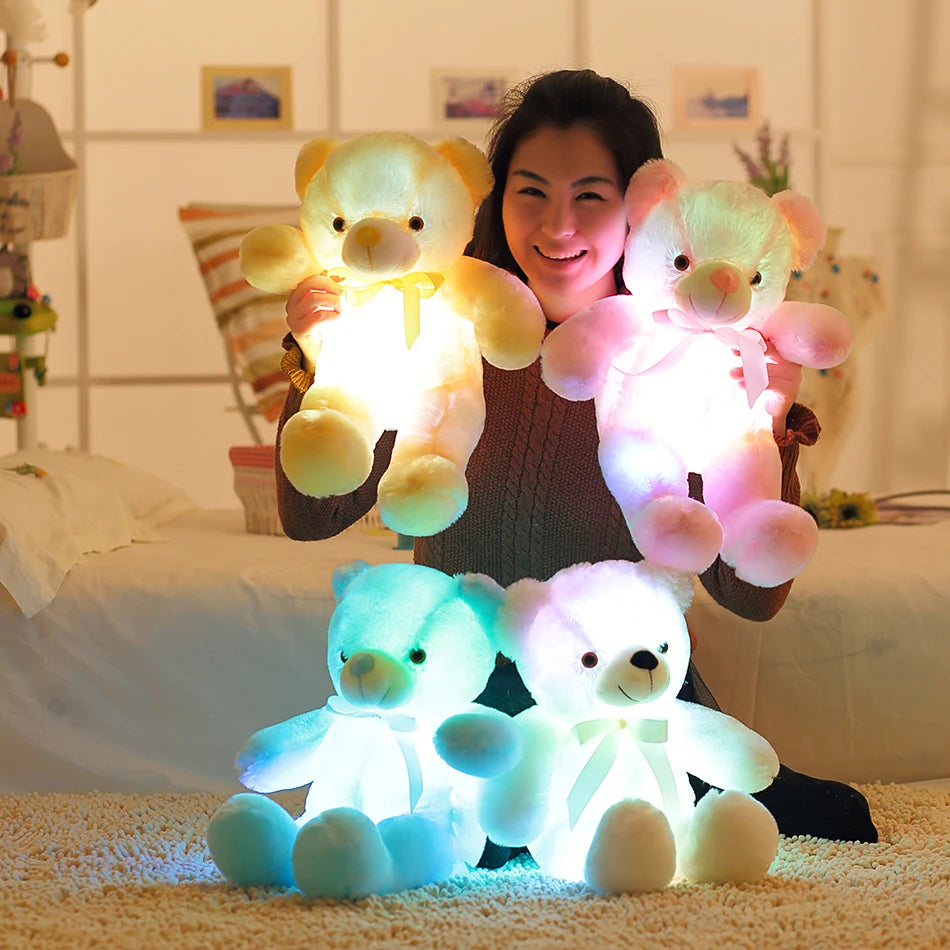 Oso de peluche LED con luz creativa luminosa de 32-50cm, oso de peluche colorido brillante, regalo de Navidad para chico