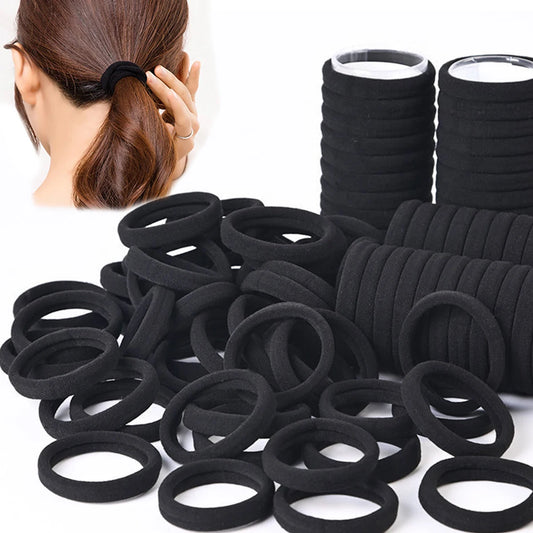 50/100 Uds bandas negras para cabello para mujeres diadema para niñas banda de goma elástica alta lazos para el cabello coleteros accesorios