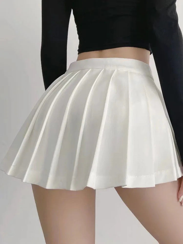 Zoki, faldas plisadas sexis para mujer, minifaldas Vintage de cintura alta de verano, Falda de baile de diseño blanco para estudiantes de tenis coreano