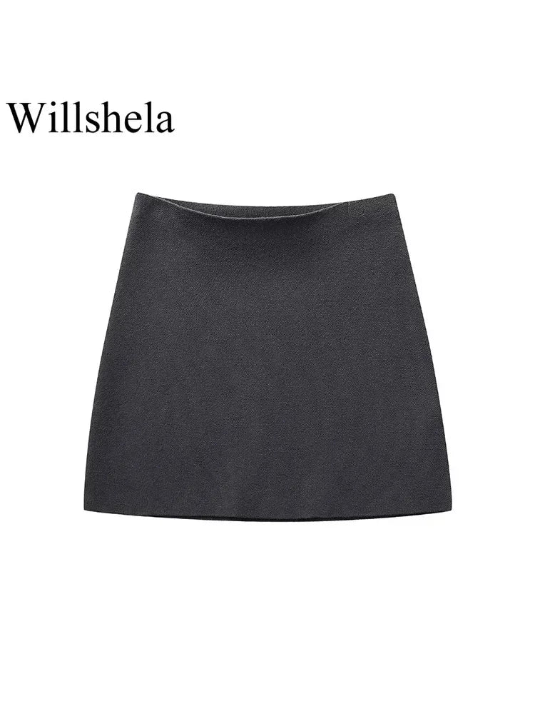 Willshela femmes mode 2 pièces ensemble simple boutonnage veste et Vintage dos fermeture éclair taille haute Midi jupe femme Chic jupes ensemble