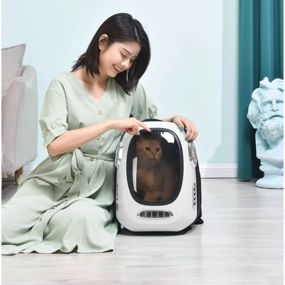 Smart Pet Backpack for Cats, Small Dogs and Puppies Upto17 Lbs, Intelligent Temperature Control, App- Enabled