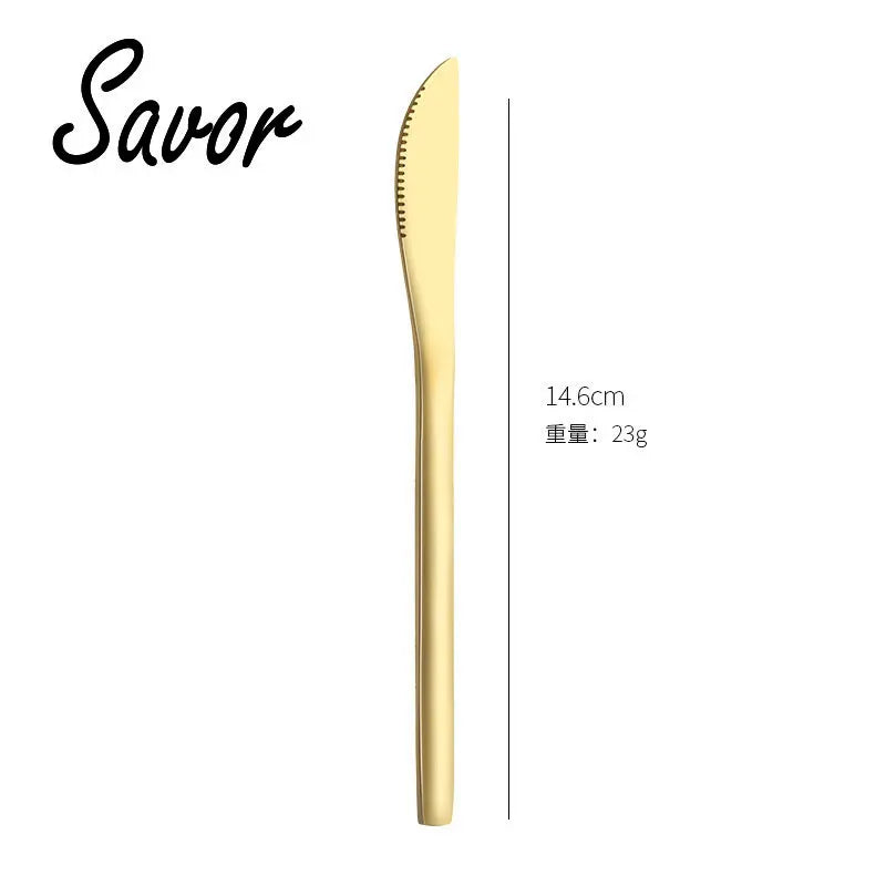 Stainless steel moon cake knife fork dessert small  golden two tooth fruit