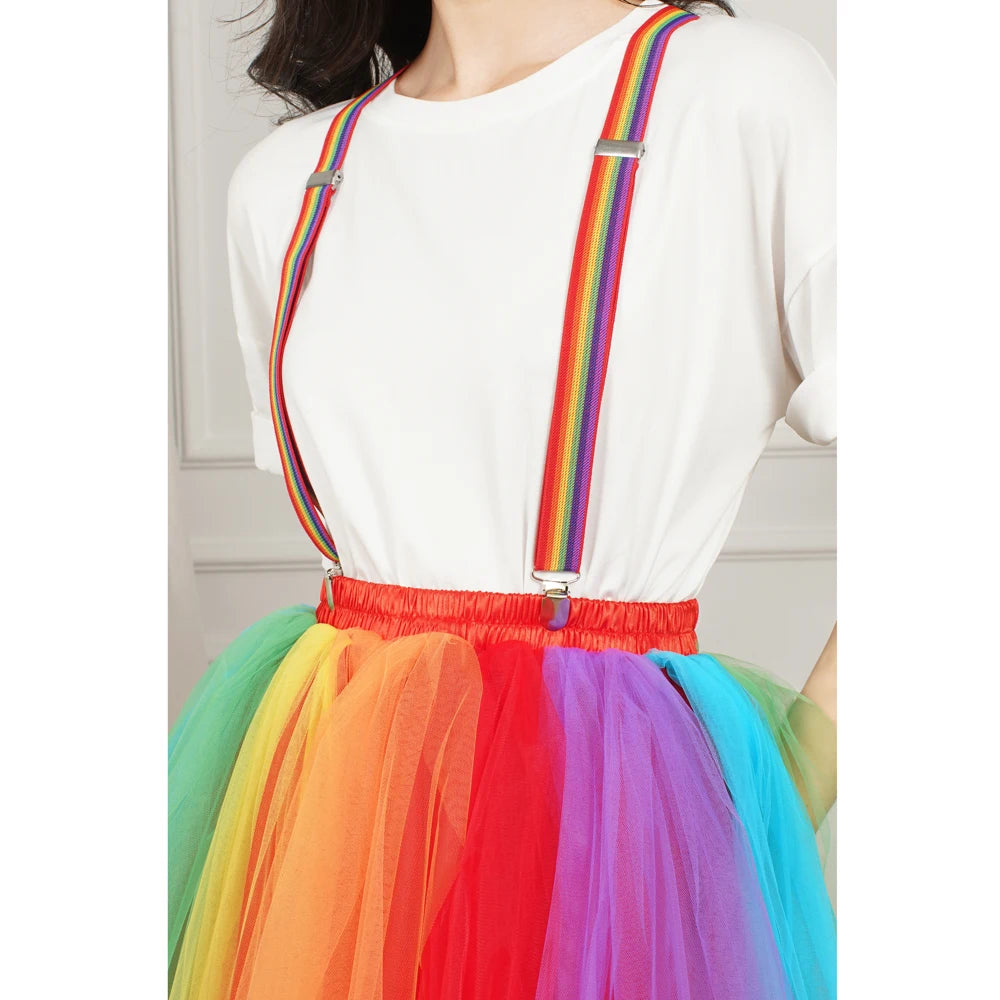 Jupe courte colorée arc-en-ciel pour femmes, bande élastique haute, 5 couches, Tulle doux, Tutu Crinoline, sous-jupe, robe de bal pour filles