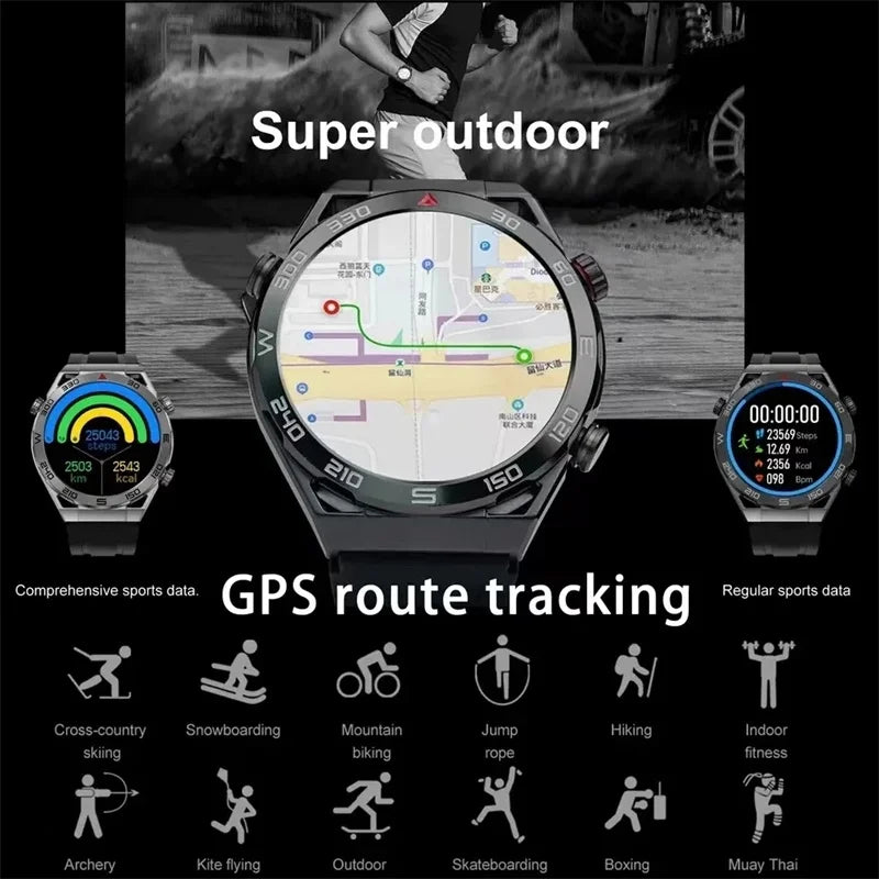 2024 nuevo reloj inteligente deportivo GPS para hombres AMOLED HD pantalla completamente táctil IP68 impermeable NFC brújula Bluetooth llamada ECG + PPG relojes inteligentes