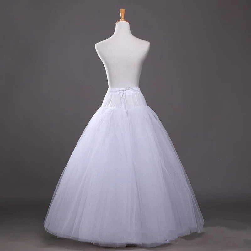 White Tulle Petticoat for A Line Style Wedding Dress 4-Layers No Hoops Bridal Wedding Accessories Long Petticoats Underskirt